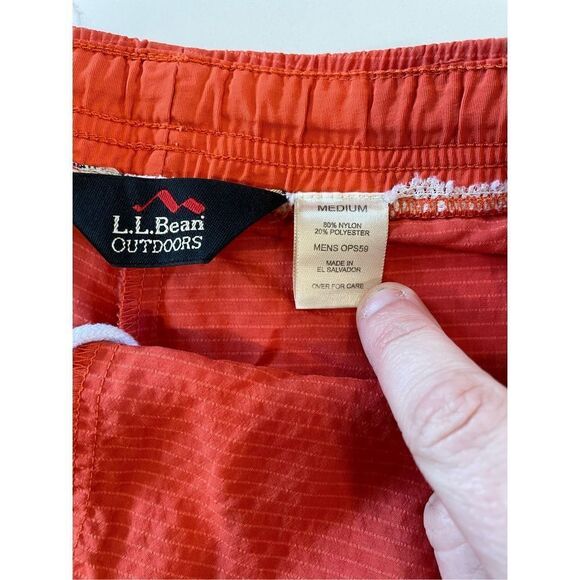 LL Bean Outdoors Mens Shorts Nylon Orange Red Sz M - Picture 8 of 9